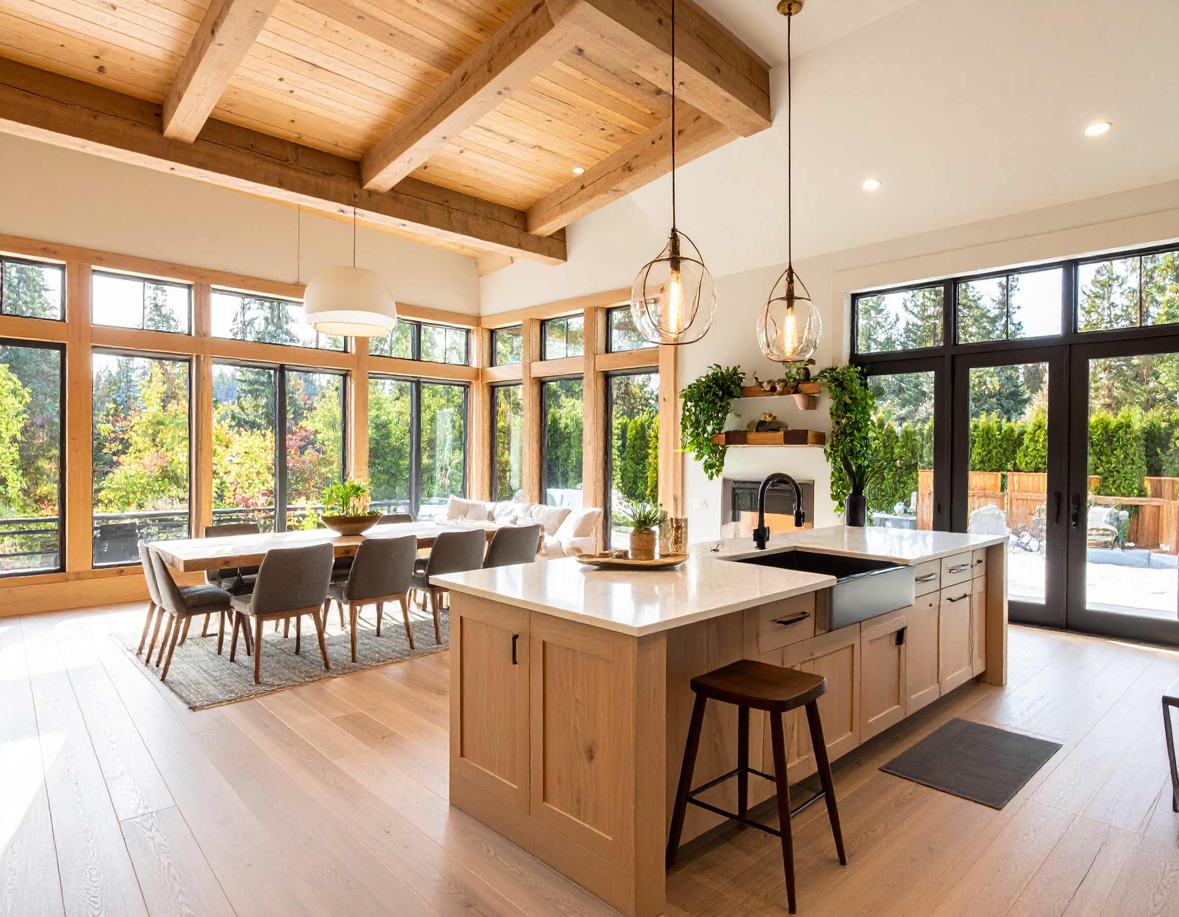 classic wooden kitchen island with custom cabinets